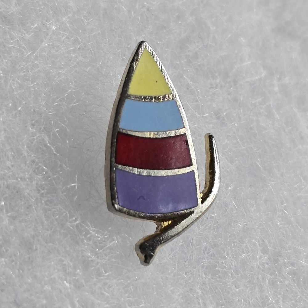 Vintage sailboat pin Enamel Catamaran Sail brooch colorful nautical